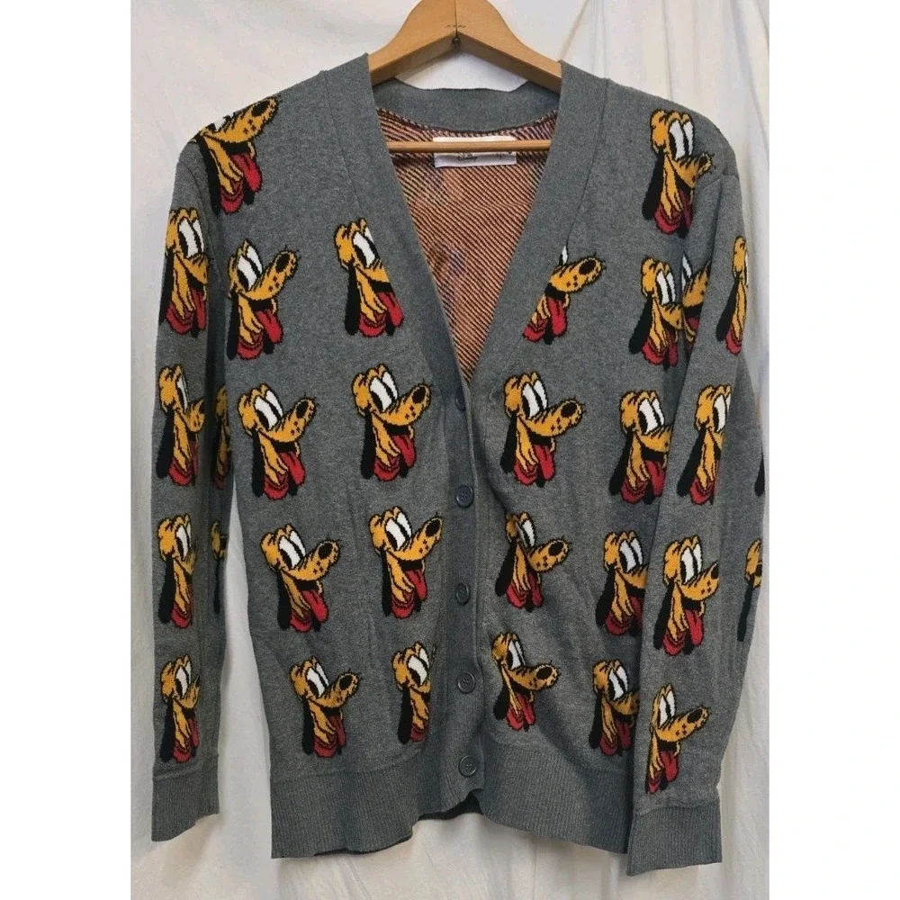 Disney‎ Store Pluto Dog 90th Anniversary Varsity Grey Cardigan Adult